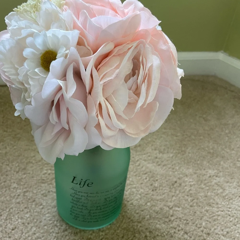 Green sea Glass “life” Vase